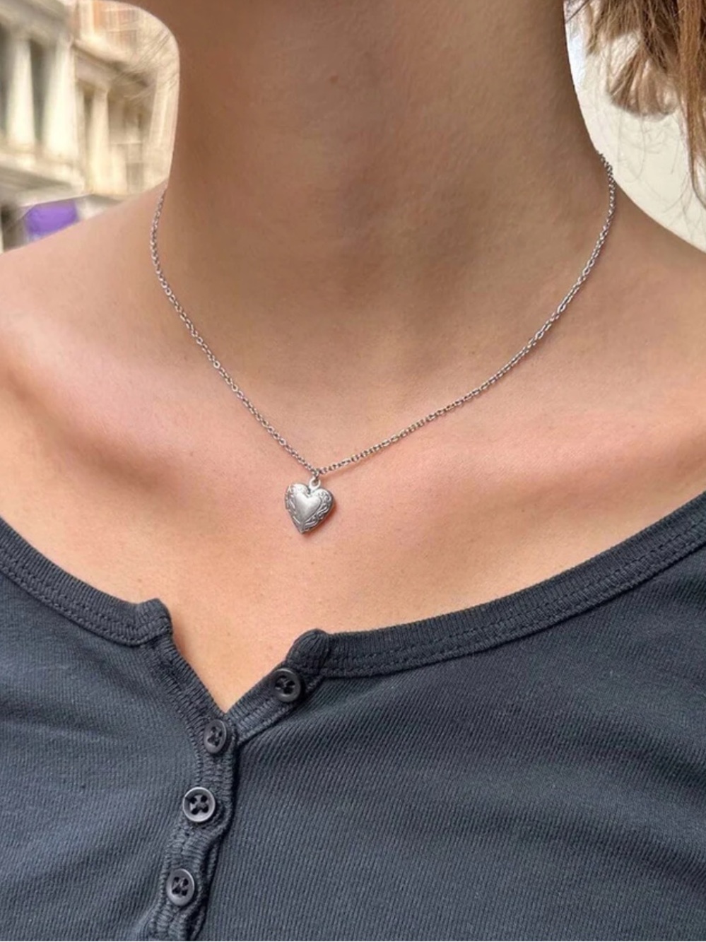 NWT - Stainless Steel Heart Locket Necklace - Brandy Melville